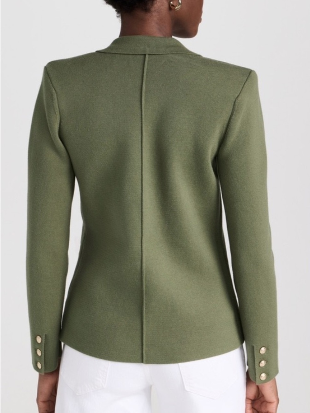 L'AGENCE Kenzie Knit Double-Breasted Blazer, Olive Color, Size Small - Picture 4 of 10